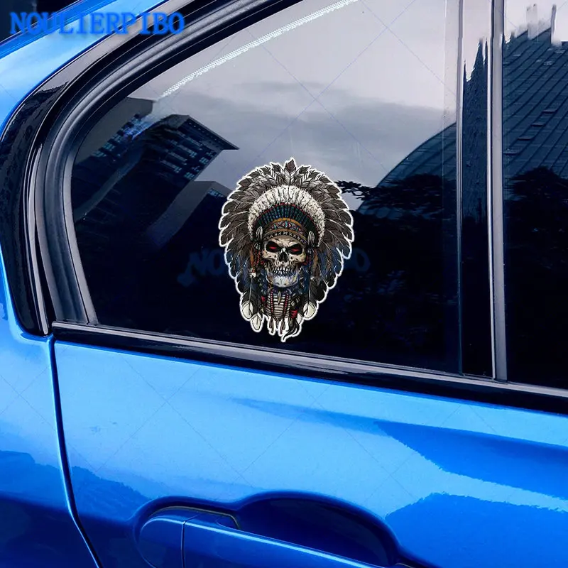 Indian Chief Skull Headwear Car Sticker Car Bumper Window Vinyl Decal Decal Waterproof Overlay Scratch Decal Car Accessories