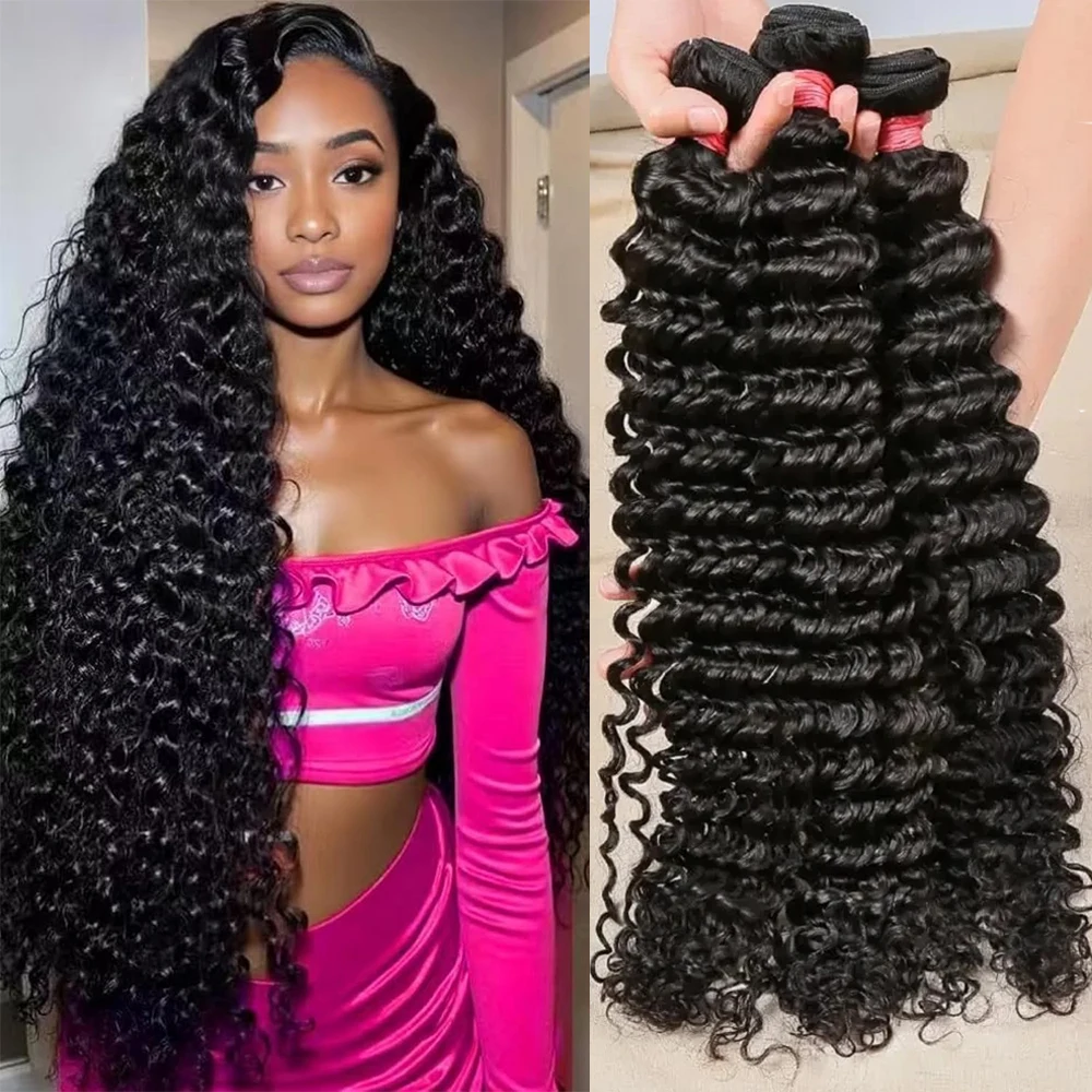 Burmesische lockige Haarbündel, 100 % Echthaar, super doppelt gezogen, tiefe Welle, vietnamesisches Rohhaar, Wasserwellen-Haarverlängerungen