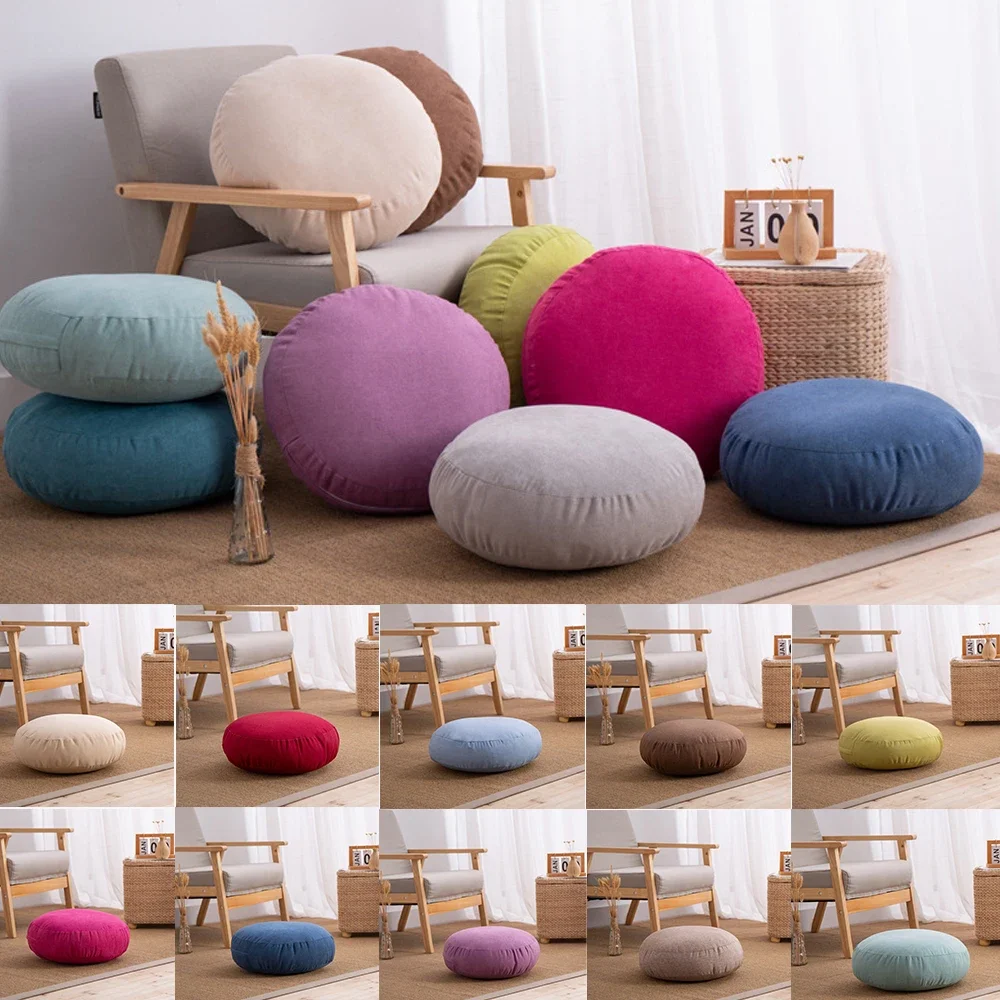 

Floor Seat Cushion Thickened Meditation Chair Cushion Simple Japan Style Futon Round Cotton and Linen Tatami Balcony Cushions 방석