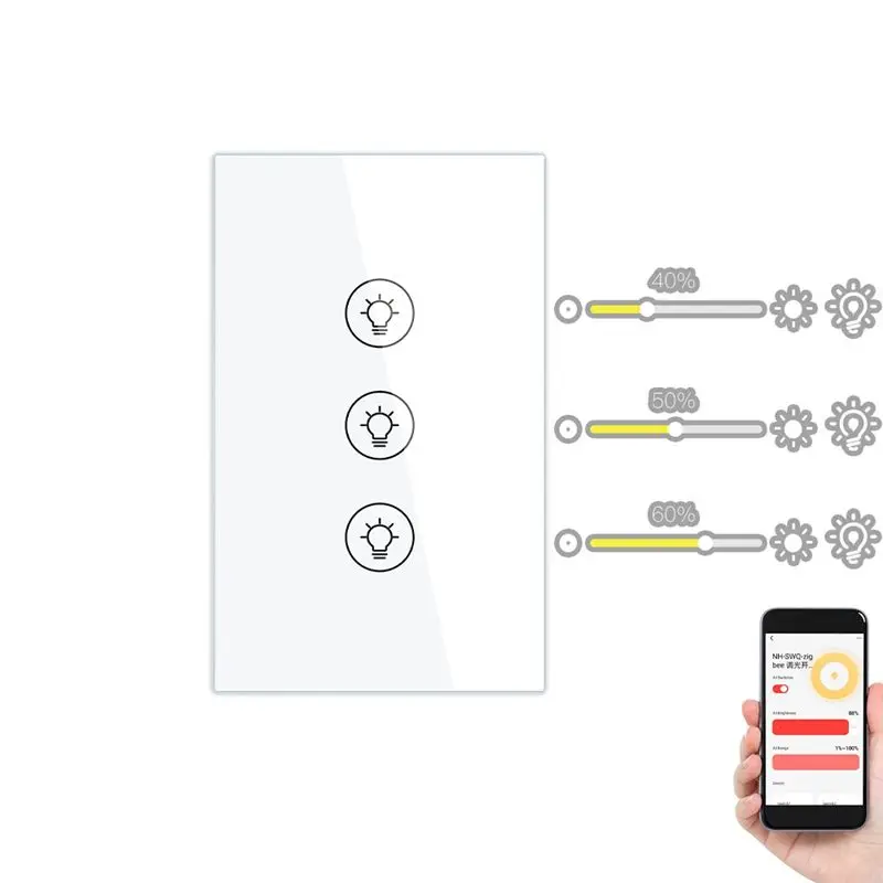 Tuya Smart Zigbee Multi-Gang Light Dimmer Switch Independents Control Smart Tuya APP Control Works With Alexa Home C US Plug-Y41