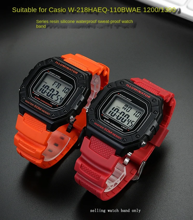 silicone strap Suitable for Casio Casio watch W-218H/W737H/MRW-200 /AE1200/AEQ-110 series resin silicone watch strap 18mm