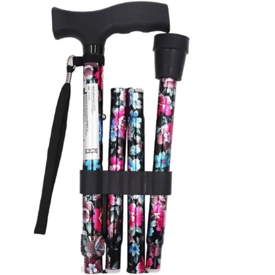 

Folding Cane, 5-Level Adjustable Height, Walking Stick Lightweight Collapsible Portable Travel Cane with Wrist Strap for Elderly Disabled Men Women，Floral