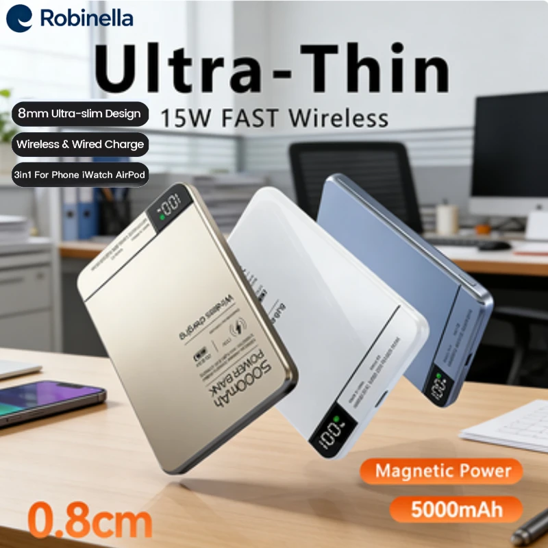 

10000 мАч Power Bank Магнитное беспроводное зарядное устройство Qi PD20W Сверхбыстрая зарядка Powerbank для Magsafe iPhone Samsung Huawei Xiaomi