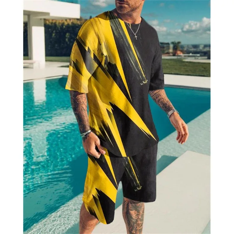 Ropa Deportiva de verano para hombre, camiseta y pantalones cortos de 2 piezas, chándal con estampado 3D de Tigre, ropa de calle informal holgada, talla grande 6XL