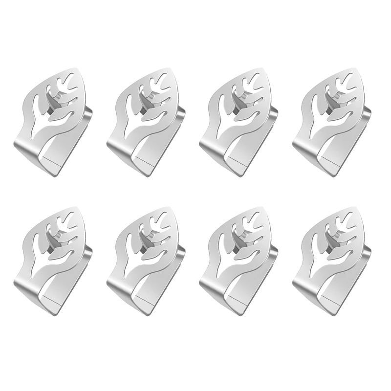 

8 Pcs Silver Stainless Steel Tablecloth Clip Creative Leaf-Shaped Table Fixing Clip Thickened Non-Slip Tablecloth Rack