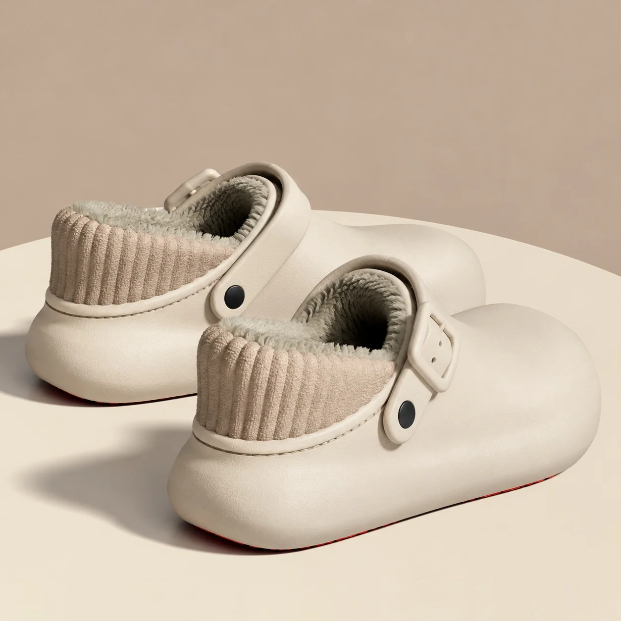 Winter Fleece Lined Clogs Slippers for Women Men Warm EVA House Shoes Non Slip Platform Indoor Outdoor