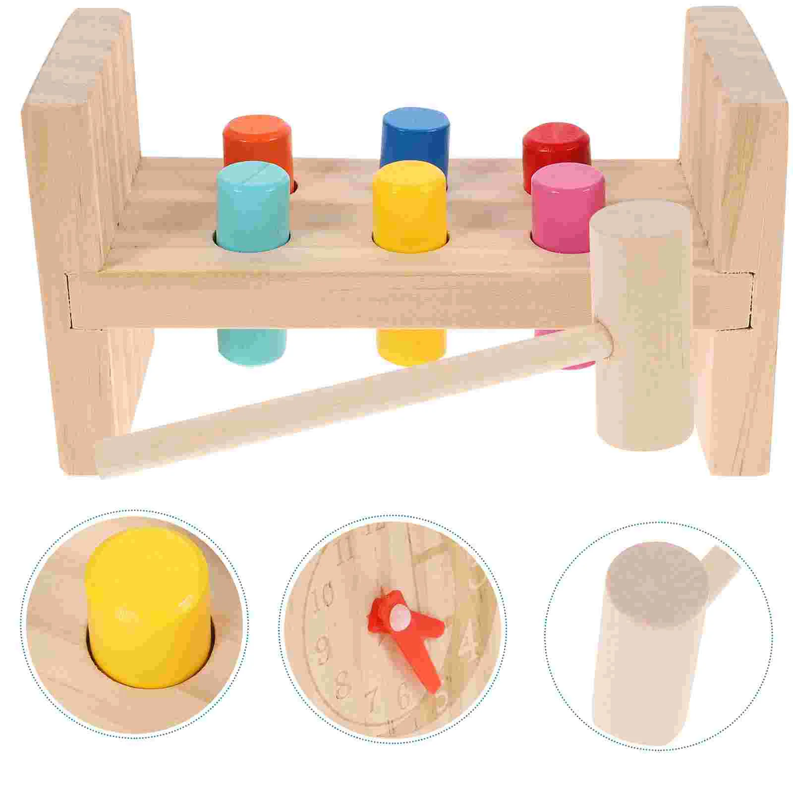 

1 Set of Wooden Colorful Nail Platform Toys Color Cognitive Percussion Table Playroom Accessory tapping games
