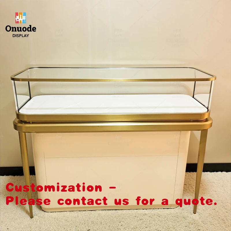 

custom.Luxury Stainless Steel Jewelry Display Showcase with LED Lighting | Custom Retail Store Counter Cabinet Design