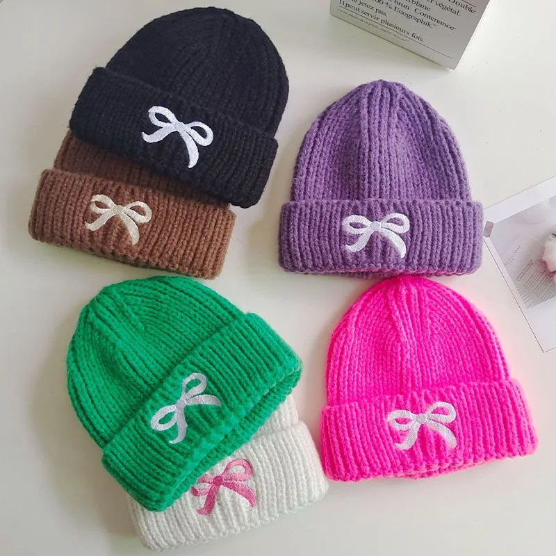 Hat ins fall and winter knitted Korean letters wool cap Japanese warm cold cap small head circumference Yangqi butterfly