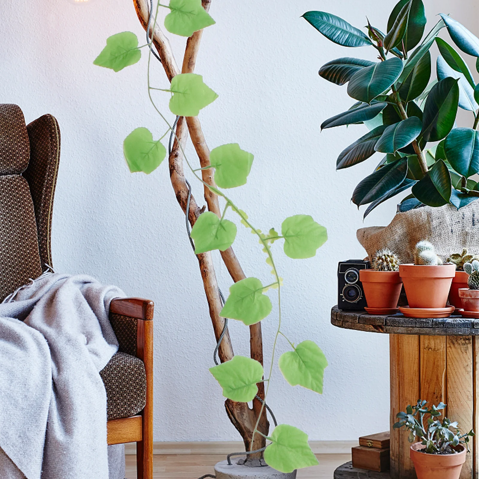 

12Pcs Imitation Grape Leaves Artificial Leaf Rattan Hanging Decor Simulation Green Leaf Vine for Home Wall Window Decoration