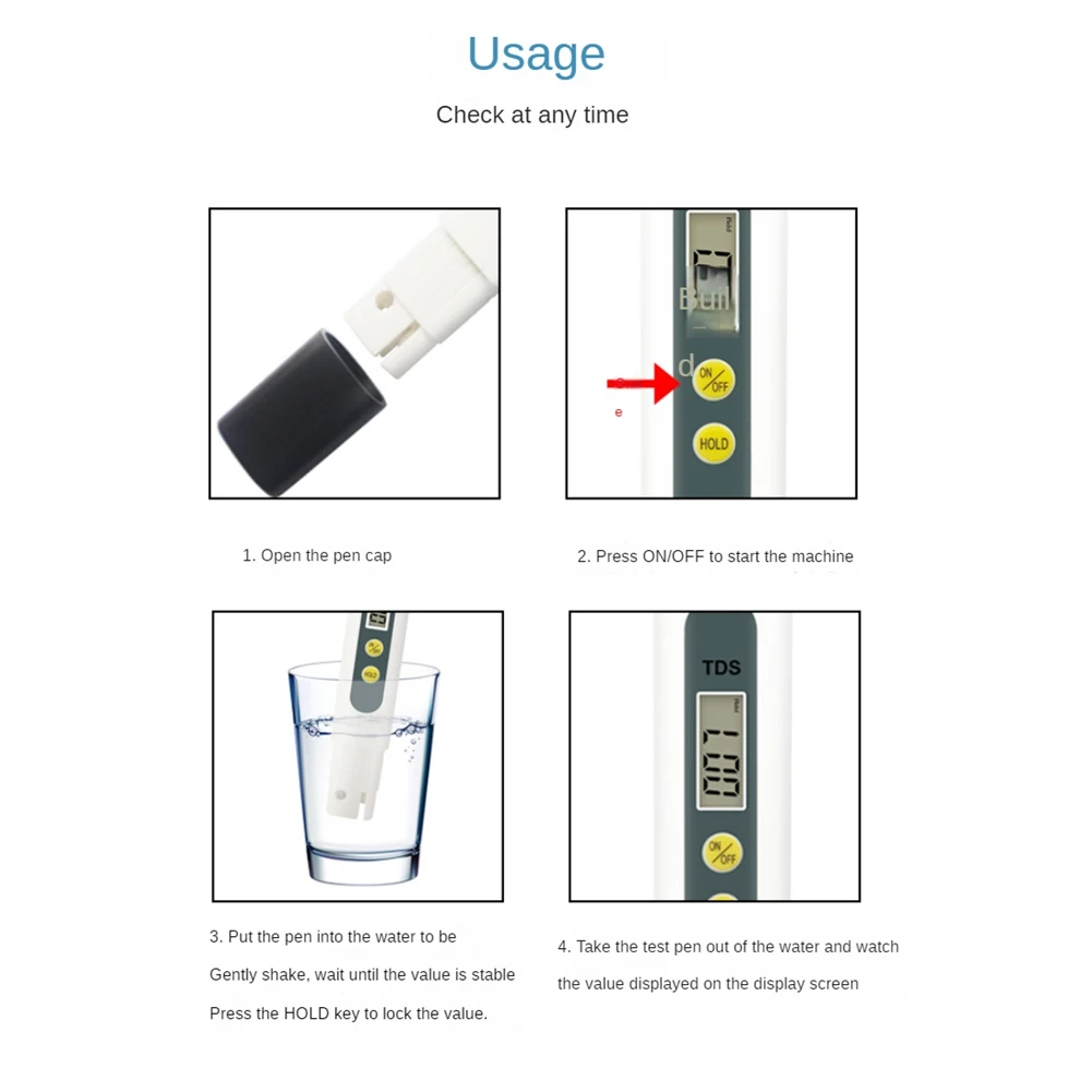 Tds Meter Digital Water Tester-Water Testing Kits for Drinking Water for Home, Well, Tap Water Test (with Battery)