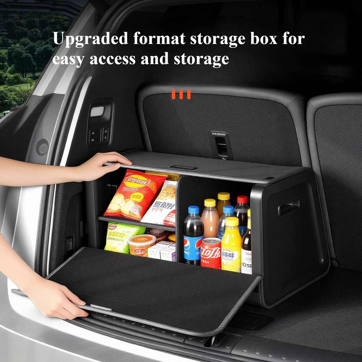 For Zeekr 9X/Zeekr 8X Multi functional waterproof and anti slip leather foldable convenient storage box in the trunk