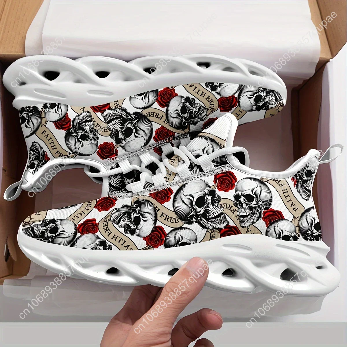 Halloween Themed Skull And Rose Flats Sneakers Mens Womens Sports Running Shoes High Quality DIY Sneaker customization Shoe