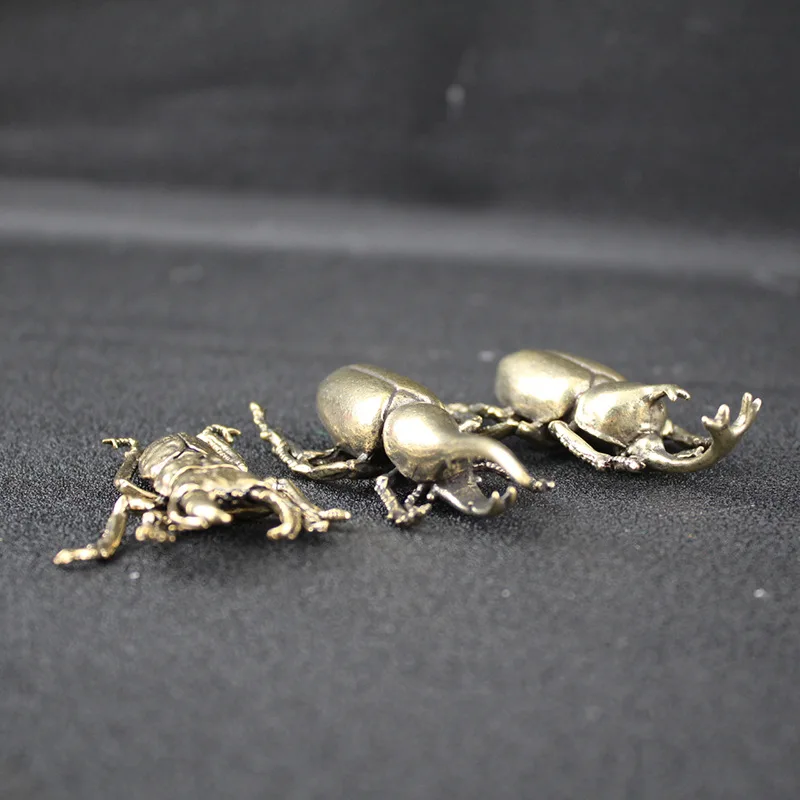 Vintage brass simulation beetle desktop small ornament brass small animal clip insect tea pet solid insect