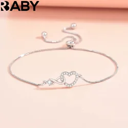 Fine 925 Sterling Silver Crystal custom Heart Bracelet for Women Jewelry Fashion designer Party Wedding Engagement Birthday Gift