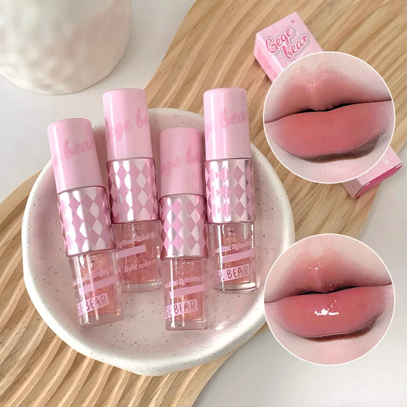 Gege Bear ملمع شفاه مزدوج الرأس، مزيج مزدوج من عسل الشفاه وطلاء الشفاه، شفاه كاملة، لون طبيعي، عسل شفاه أبيض