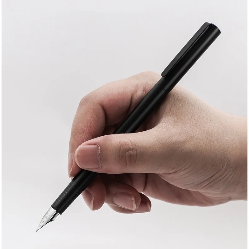 Jinhao 65 Fountain Pen Matte Black All Steel Barrel Extra Fine Nib Ink Pens for Writing Calligraphy F7108