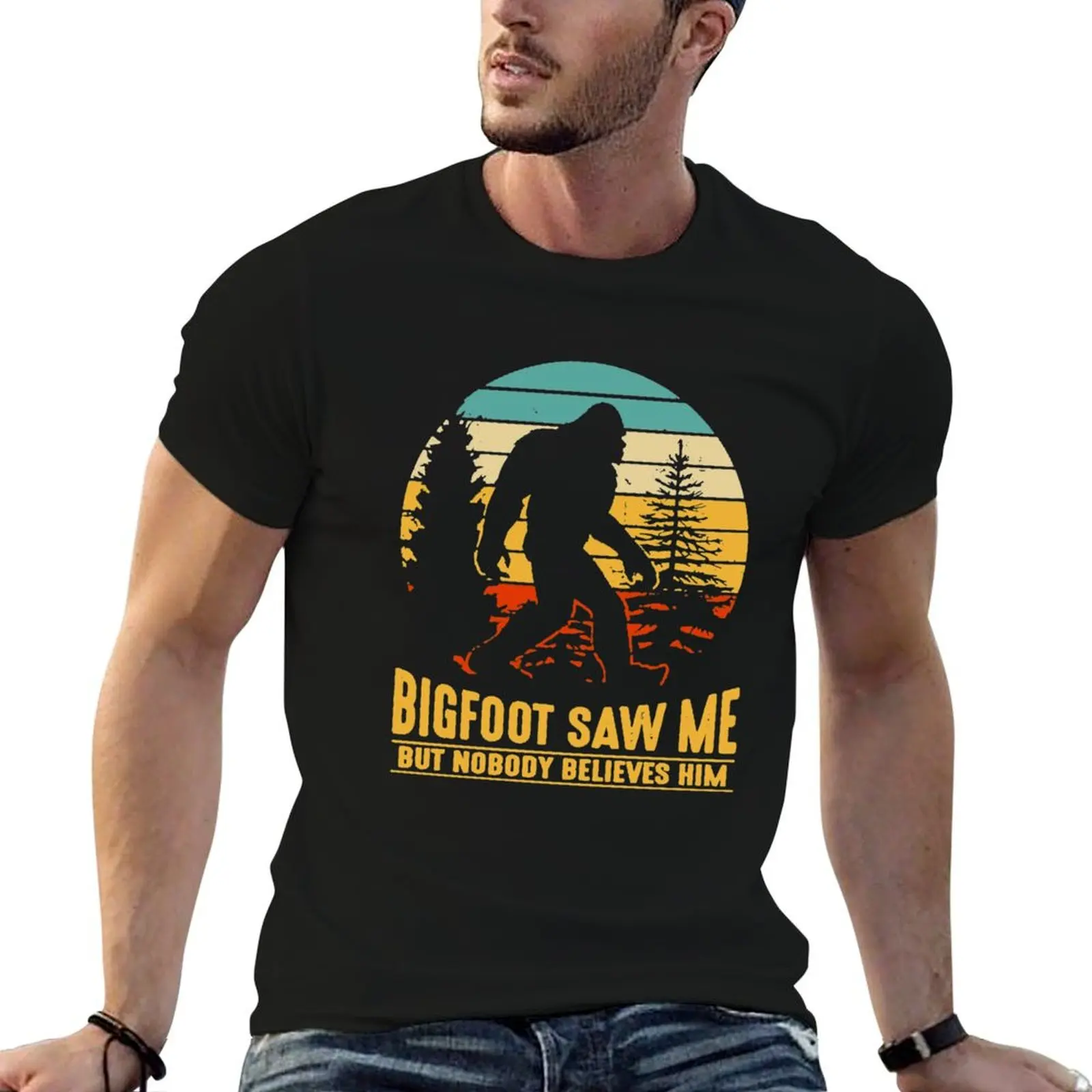 Bigfoot Camping Hiking Saw Me But Nobody Believes Him T-shirt T-Shirt shirts graphic tee t shirts for men pack