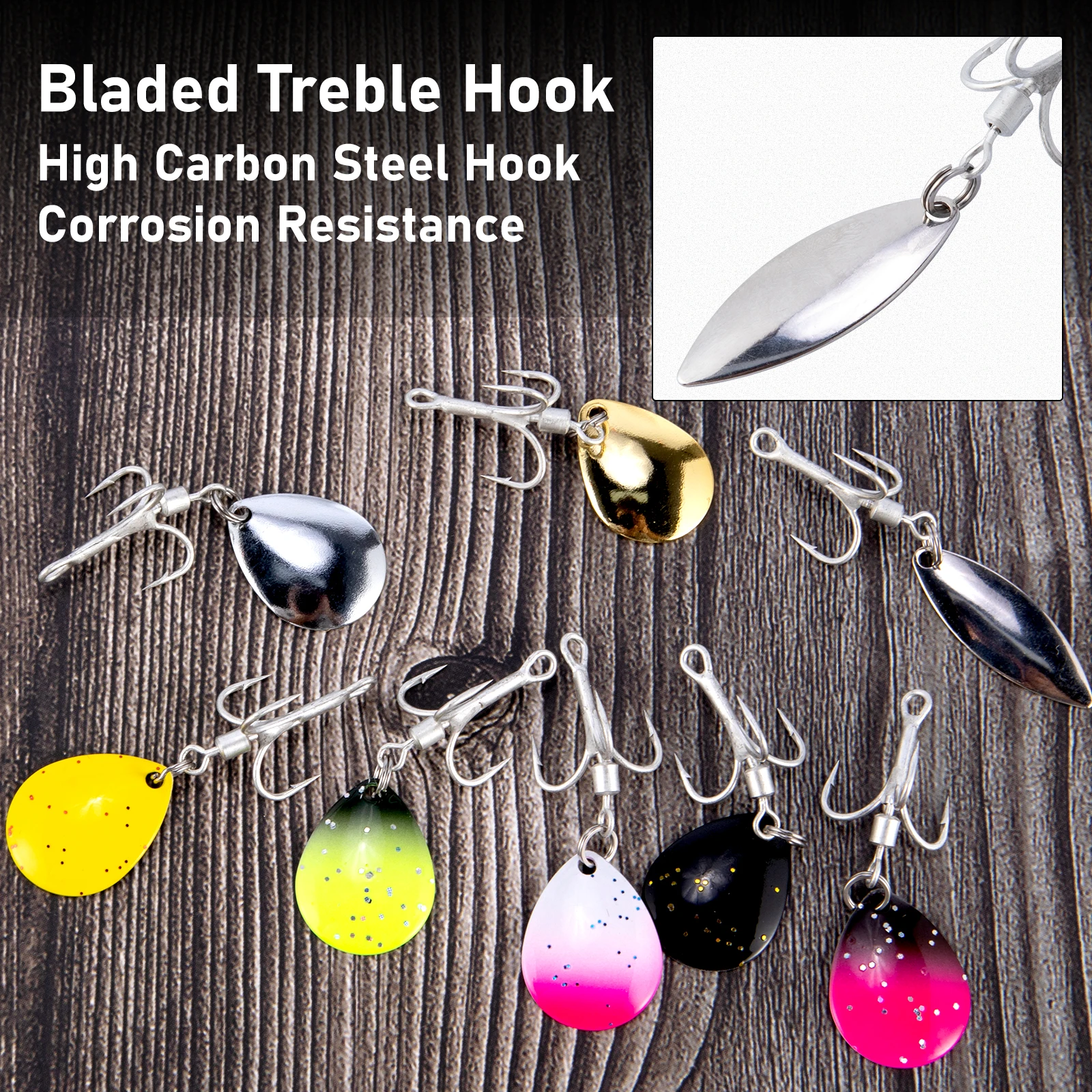 3/5 stücke Bladed Drillings haken mit Willow Colorado Blade Ersatz Angelhaken Spinner Blade Bass Pike Zander Forelle Salzwasser