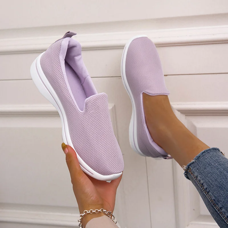 Spring Autumn Women Casual Sport Sneakers Solid Breathable Slip-On Shoes Female Light Platform Comfy Shoes Zapatillas Mujer