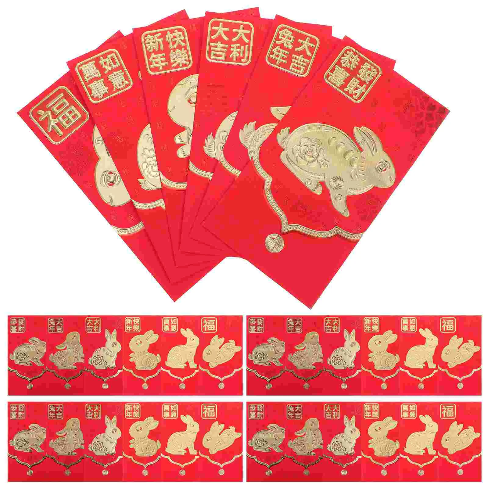 30 Pcs 2023 Red Envelope Chinese Style Paper Packet Bunny Packets Gifts The Money Pocket Rabbit Pattern