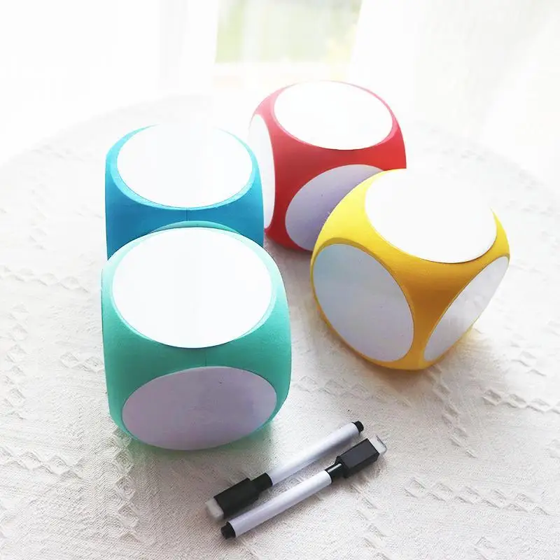 4x4Inch Wipe Off Cube Repeatable Writing Dry Erase Block for Math Practice Educational White Board Dice Set