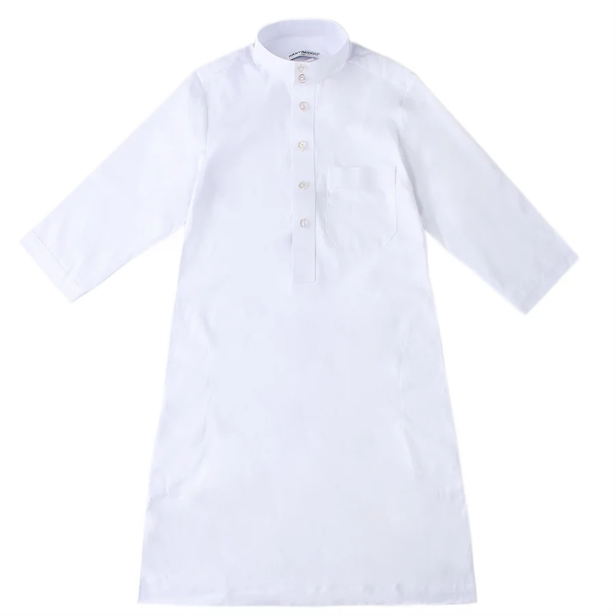 Abaya Dubai bata larga niños Turquía Ramadán Jubba Thobe Stand Collar niño ropa musulmana Kaftan Islam vestido árabe ropa islámica