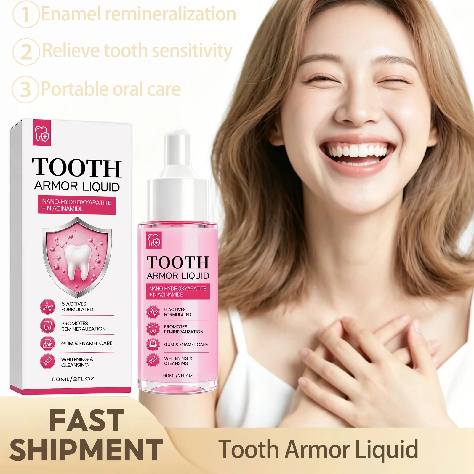 Tooth Armor Liquid Enamel Remineralization Strengthen Teeth Relieve Tooth Sensitivity Teeth Whitening Reduce Discoloration 60ml
