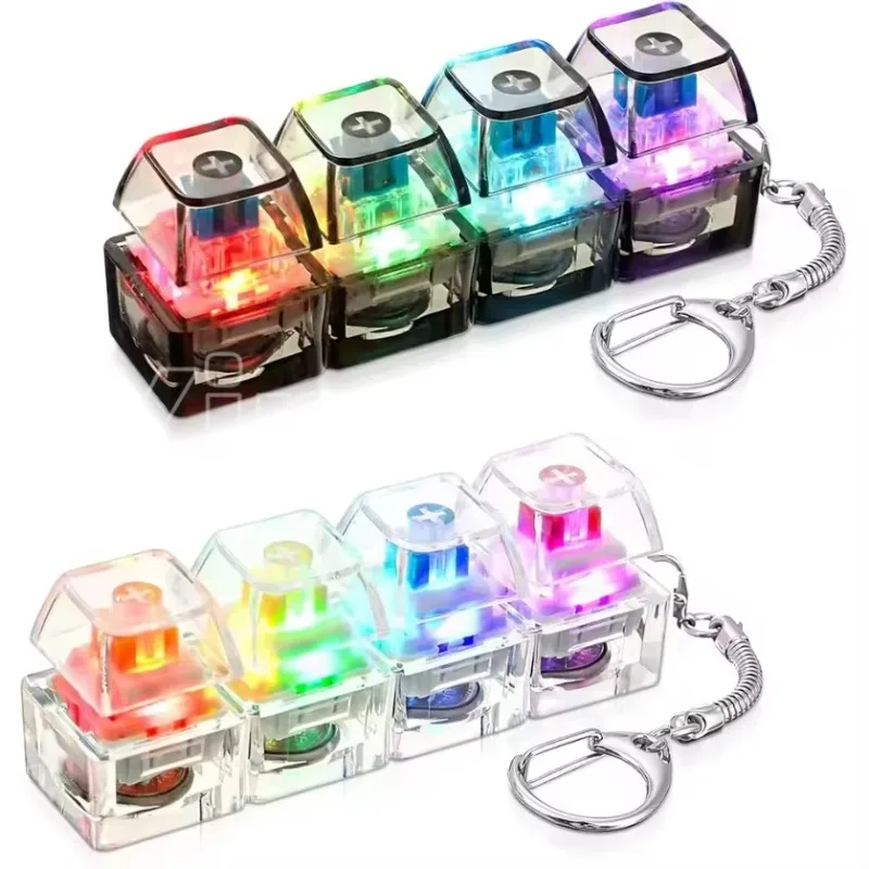 1/2PCS LED Macaron Keyboard Fidget Toy Sensory Keychain Fun Anxiety Decompression Toys for Stress Relief