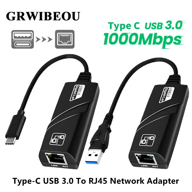 

New Wired USB 3.0/Type-C To Rj45 Lan Ethernet Adapter 1000Mbps Gigabit Ethernet Network Cable for PC Macbook Windows Laptop