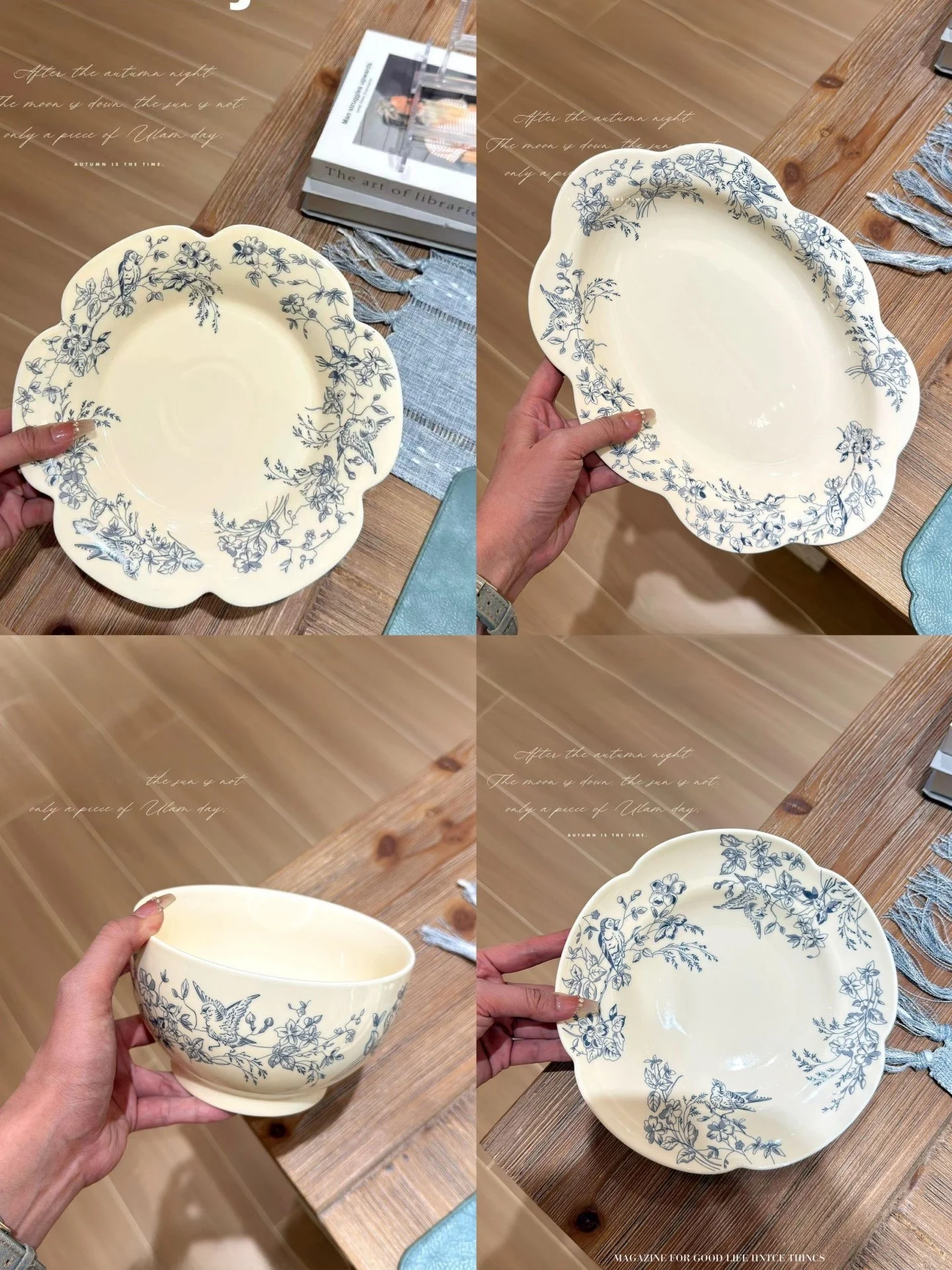 

Ретро-французская тарелка с синим цветочным узором, тарелка для риса, тарелка для западной кухни, тарелка неправильной формы