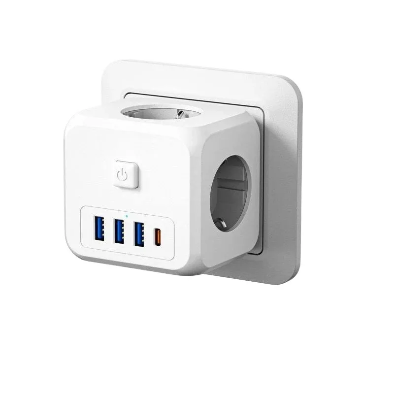 For Wall Socket Extender with 3 AC Outlets 3 USB Ports A