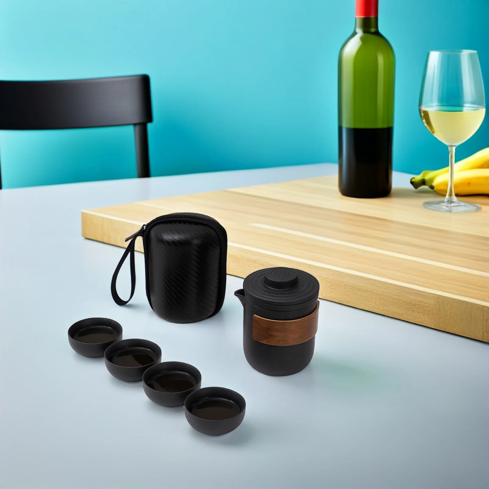 

1Set Ceramic Gongfu Tea Set Portable Porcelain Teapot Cup Traditional Chinese Travel Office Home Picnic Tea Set