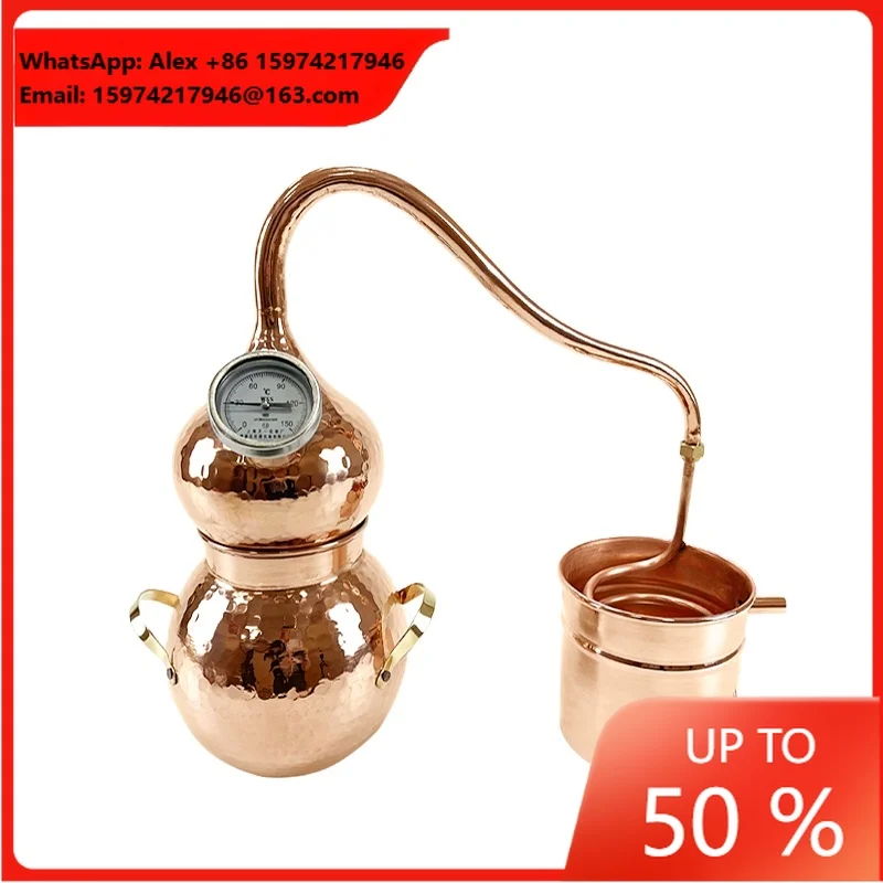 2L Handmade Pot Moonshine Copper Still Home Use Essential Oil Distillation Equipment