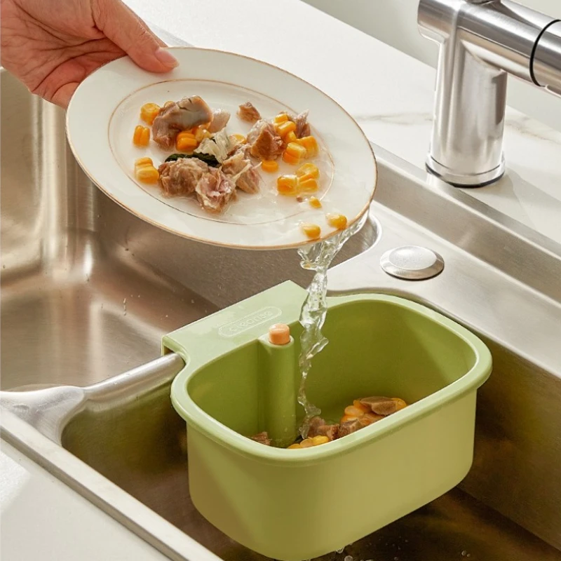 1개 식품 폐기물 싱크대 필터 - 미끄럼 방지, 주방용 걸이식 플라스틱 배수 바구니, 과일 및 야채 보관 및 수프 거름망