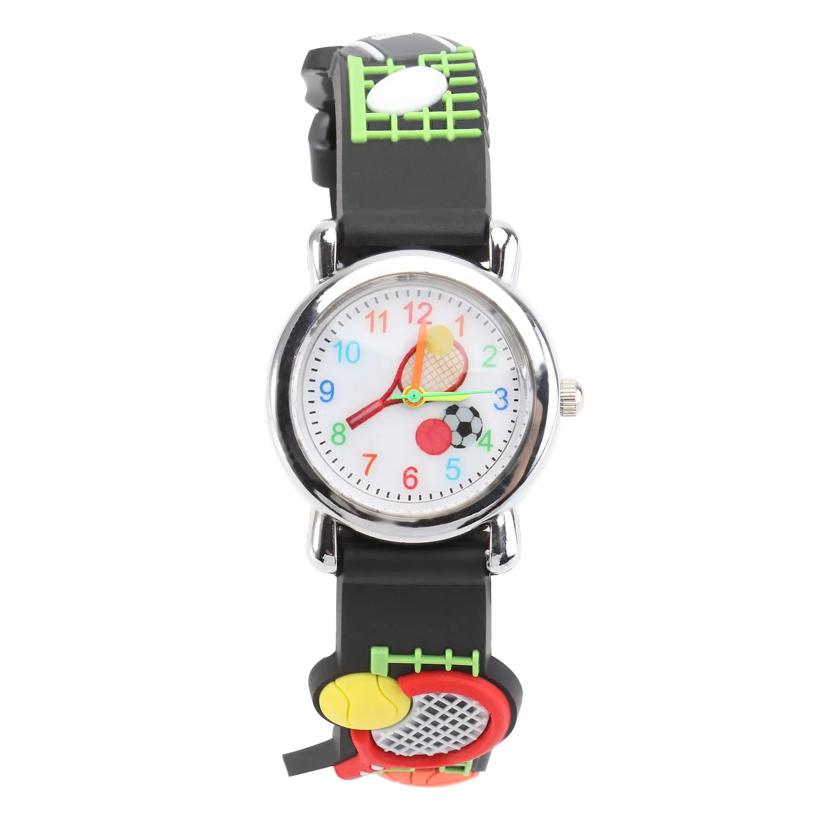 Quartz Tennis Wrist Watch 3D Sports Design Adjustable Strap Outdoor Gift for Men Women