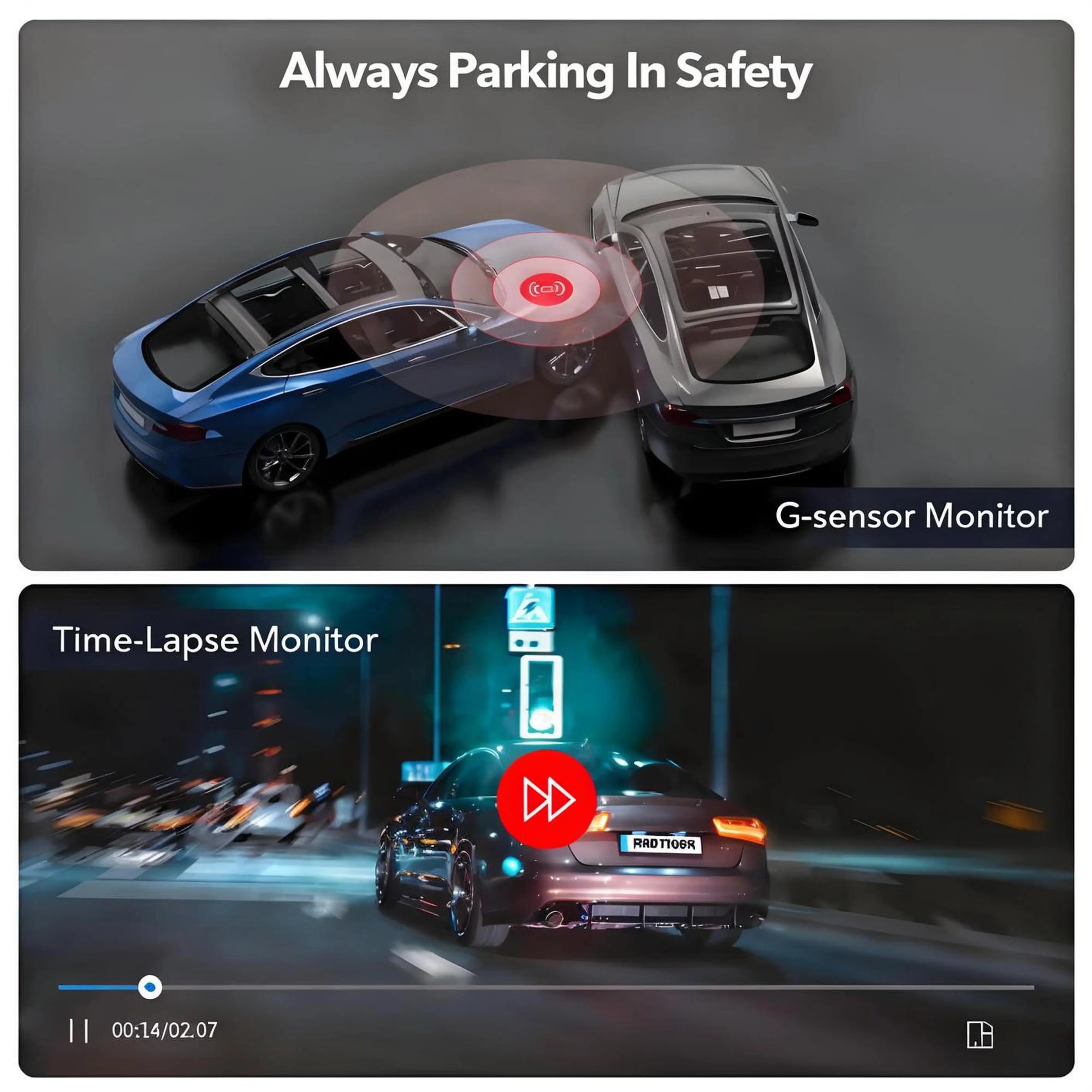 4K WiFi Front Dash Cam with APP Control 24H Parking Monitor GPS 140°FOV Mini Car DVR Night Vision Loop Recording