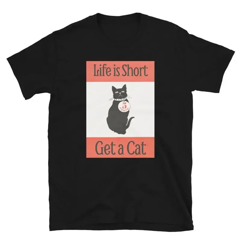 Vintage Art T-Shirt „Life is Get a Cat“