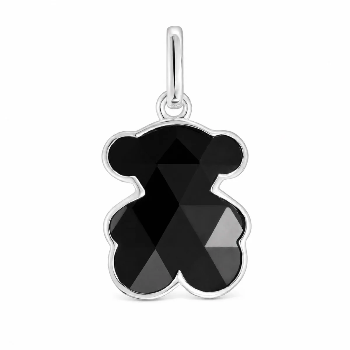 TOUS Pequeño Colgante de Plata con Colgante de Oso de Ónix para Mujer, Joyería Fina, Accesorio de Regalo para Uso Diario, Sin Cadena, Ref TTSDZ1299