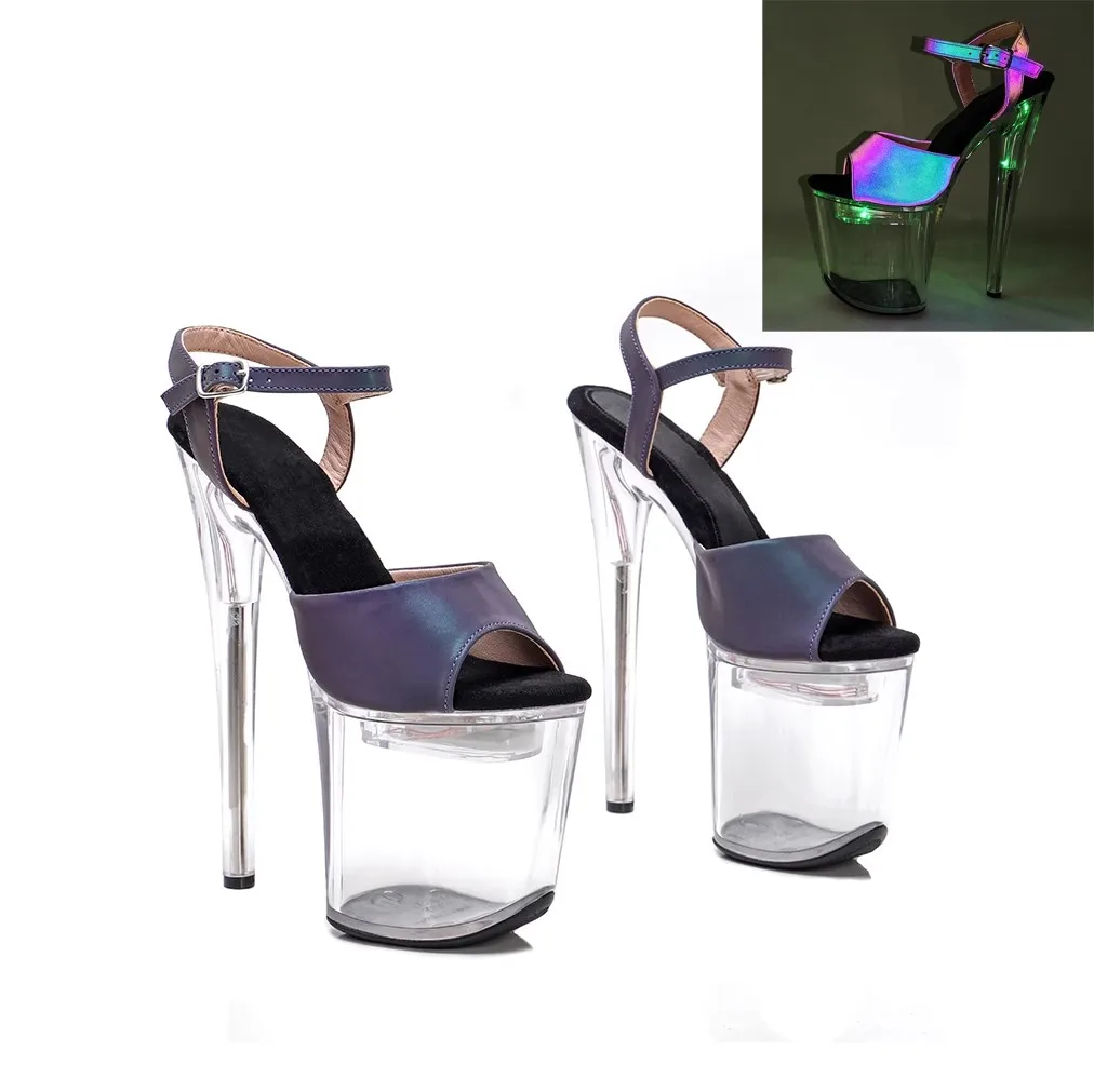 Mulheres novas 20cm/8 polegadas pu superior sexy exótico plataforma de salto alto sandálias de festa pólo sapatos de dança modelo mostra sandálias 166