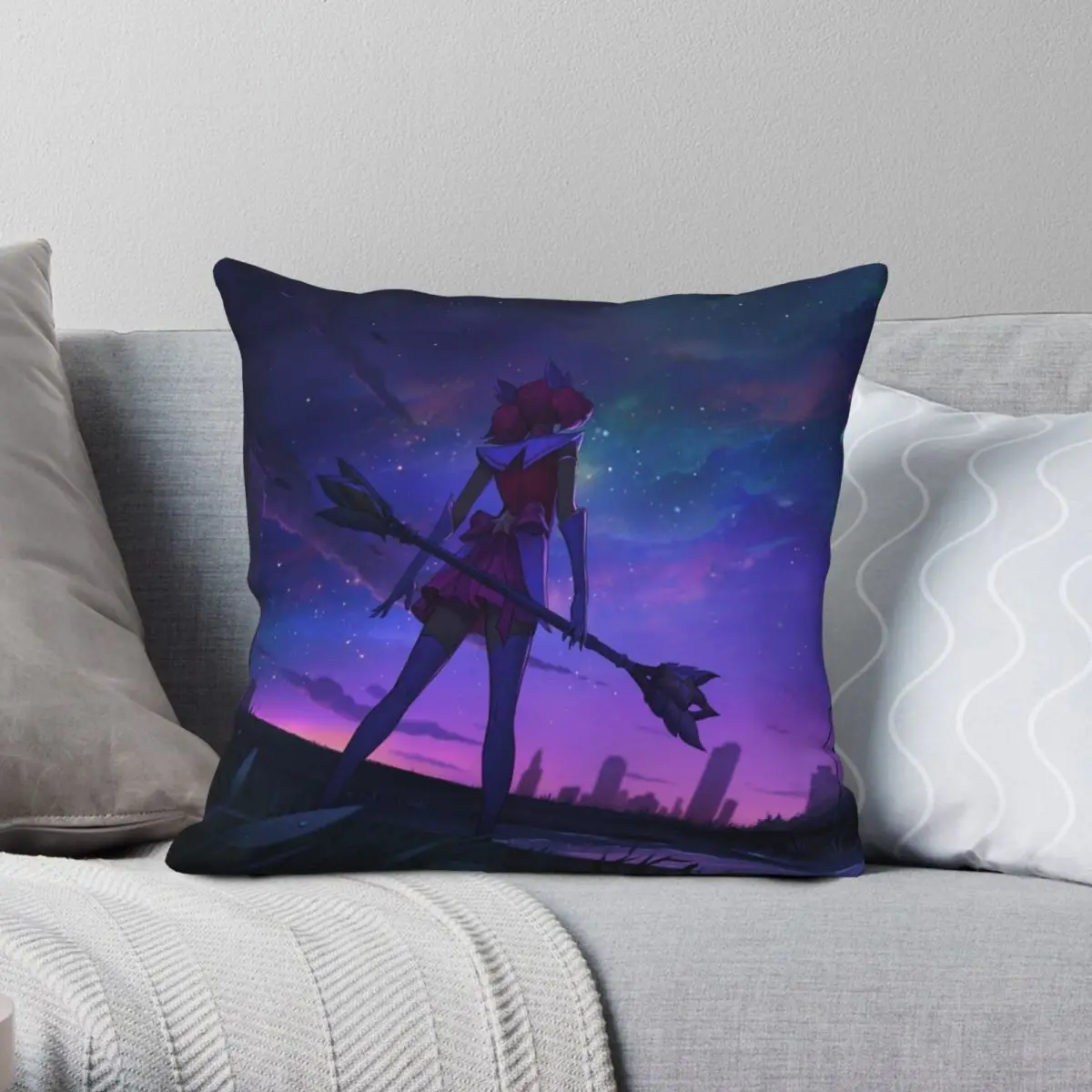 Star Guardian Lux Square Pillowcase Polyester Linen Velvet Printed Zip Decorative Pillow Case Sofa Cushion Cover Wholesale