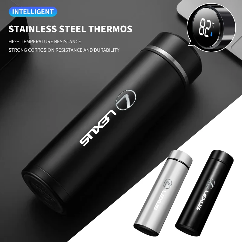 

500ml Portable Car Smart Thermos Bottle Temperature Display Cup For Lexus IS250 IS200 CT200h GS300 LS430 RX450h LX570 IS300