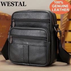 WESTAL Genuine Leather Men's Shoulder Bags Husband Small Crossbody Messenger Bag Leather Man Zipper Designer Party Bags Gift