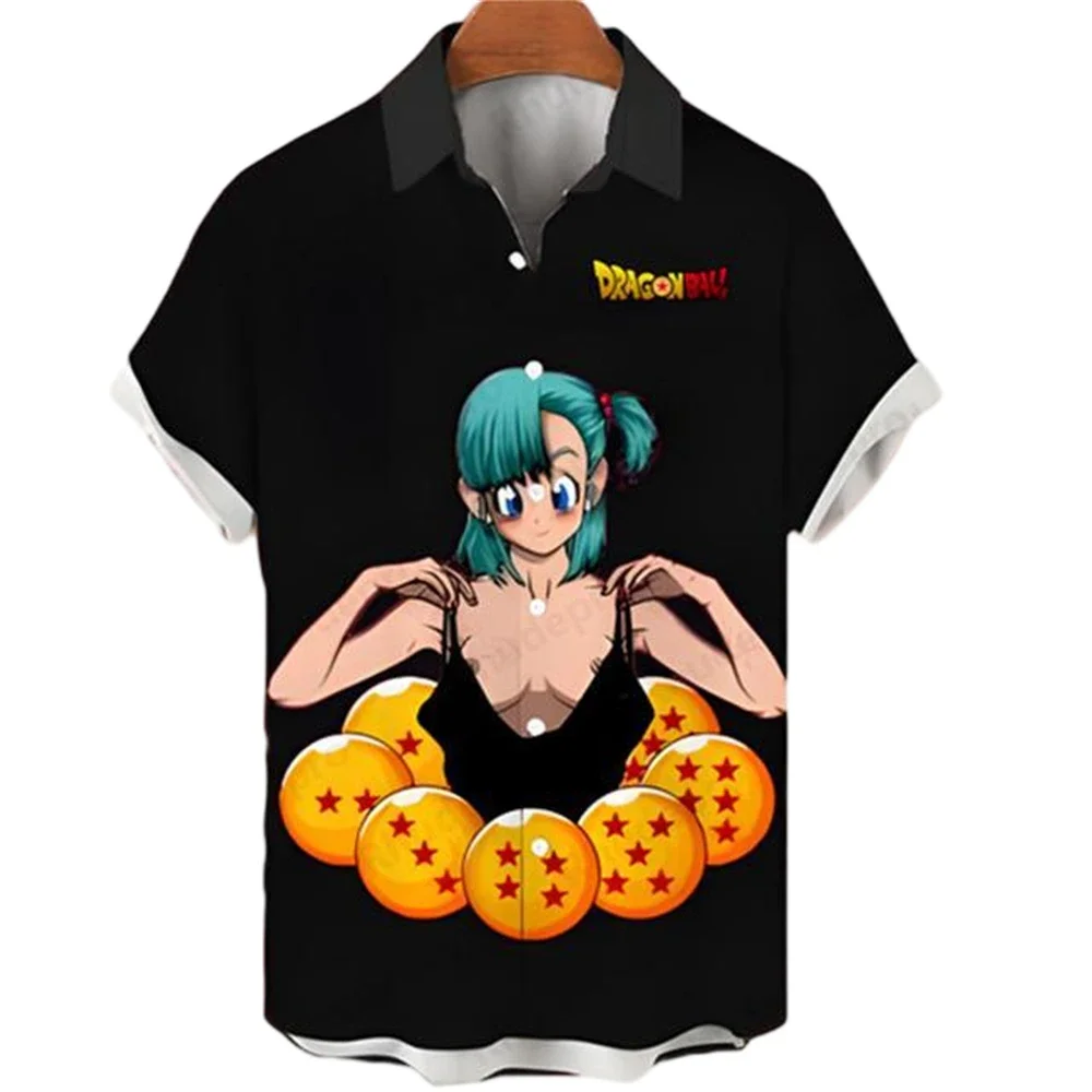 Camiseta de Dragon Ball para hombre, camisa hawaiana Z Goku Vegeta, camisetas informales de manga corta a la moda de verano para hombre