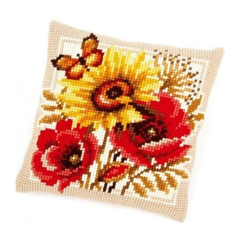 The cross-stitch kit DIY embroidery tool bag is available with optional printed handcrafted saga sunflowers for making your own
