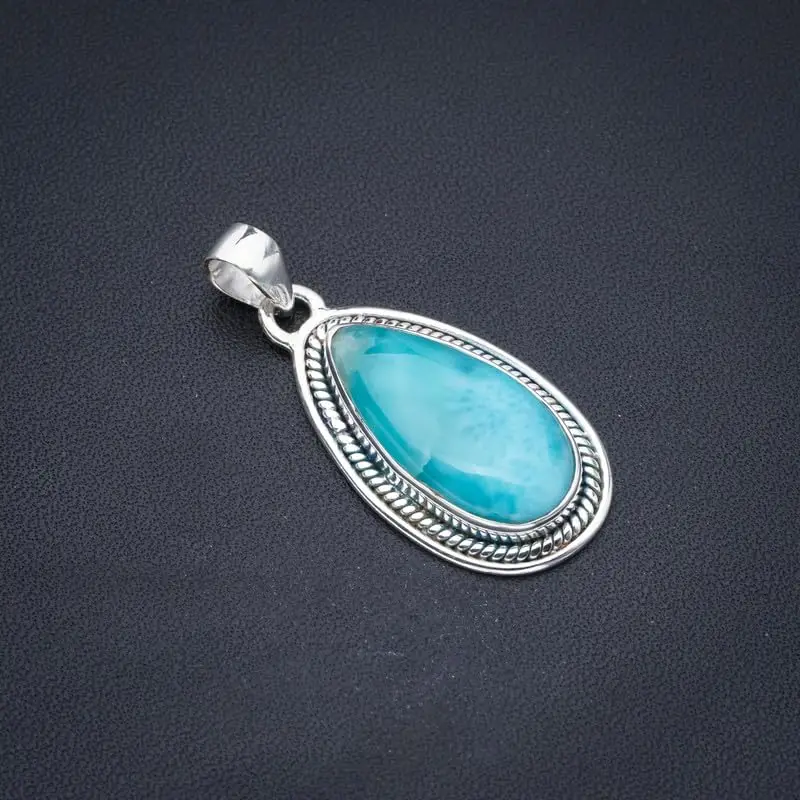 StarGems® Natural Larimar Handmade 925 Sterling Silver Pendant 1.5