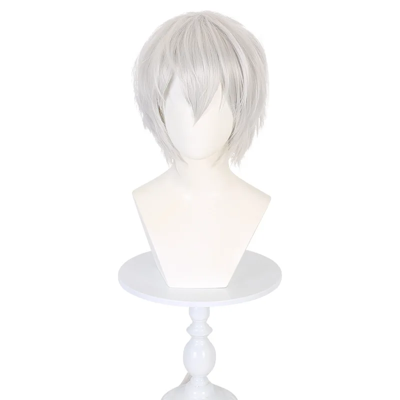 Peluca de cosplay Gogol "Vagabond Dogs", pelo trenzado blanco plateado