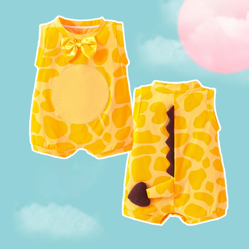 

Summer Baby Clothes Rompers Boy Girl Bodysuit Korean Animal Giraffe Baby Onesie Cartoon Cotton Short Sleeve Children's jumpsuit