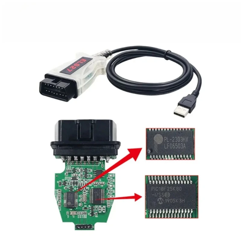 NEWBest ELS27 V2.3.8 FORScan OBD2 Scanner Car Diagnostic Auto Tool Cable Green PCB ELS 27 FTDI PIC18F25K80 Multi-Language Cable
