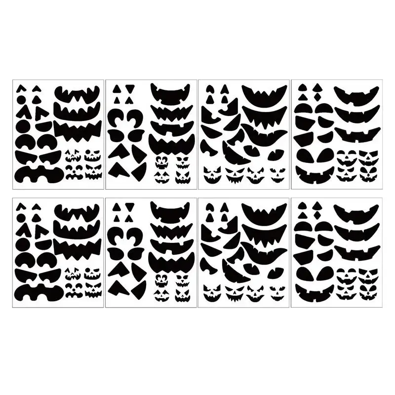 Pumpkin Face Stickers Jack O Lantern Stickers Halloween Decor Kit 8 Sheets Halloween Party Activities Games Supplies Favors